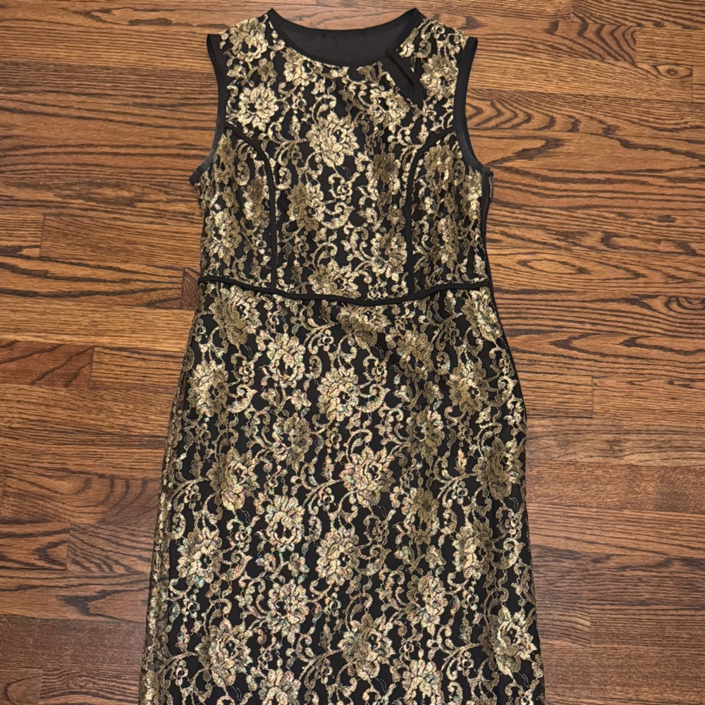 Elegant Black and Gold Lace Dress